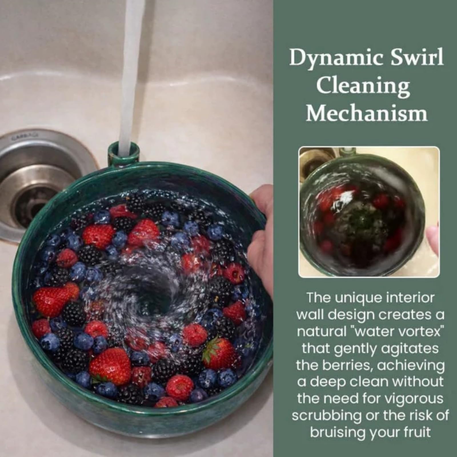 Auto-spinning Berry Lavaggio Ciotola in Ceramica, Lavatrice Multiuso Di Frutta E Verdura Con Drenaggio, Colander Cucina Multiuso, Per Pulizia Rapida Utensile Da Cucina (1pcs)