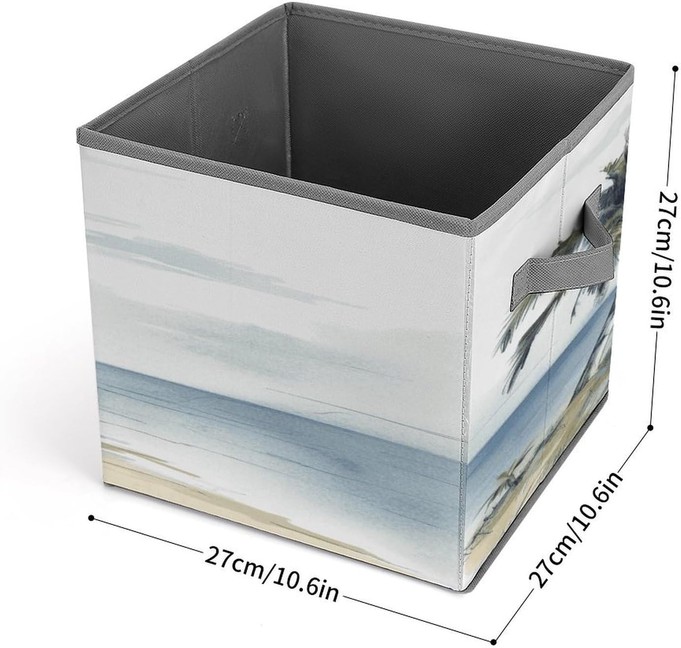 Palm Trees Fishing Boat Fabric Bins Storage Basket Square Baskets | Storage Bin with Double Handles,Cube Collapsible Organizers for Organization,Closet,Shelves,Offices