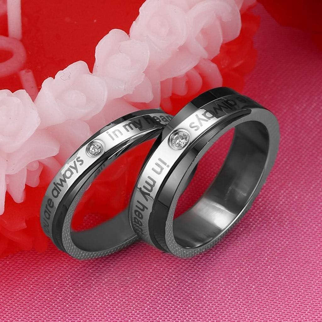 Jewelry チタン鋼リング愛の形カップルリングCR-002、Female7＃、色：Male8＃ (Color : Male12#