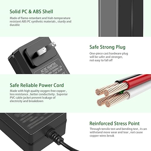 Miniatura 6 de Gonine - Cable de carga de fuente de alimentación de 12 V 2 A, 100 V - 240 V CA a CC 12 voltios adaptador de corriente para transformador de 12 V CC