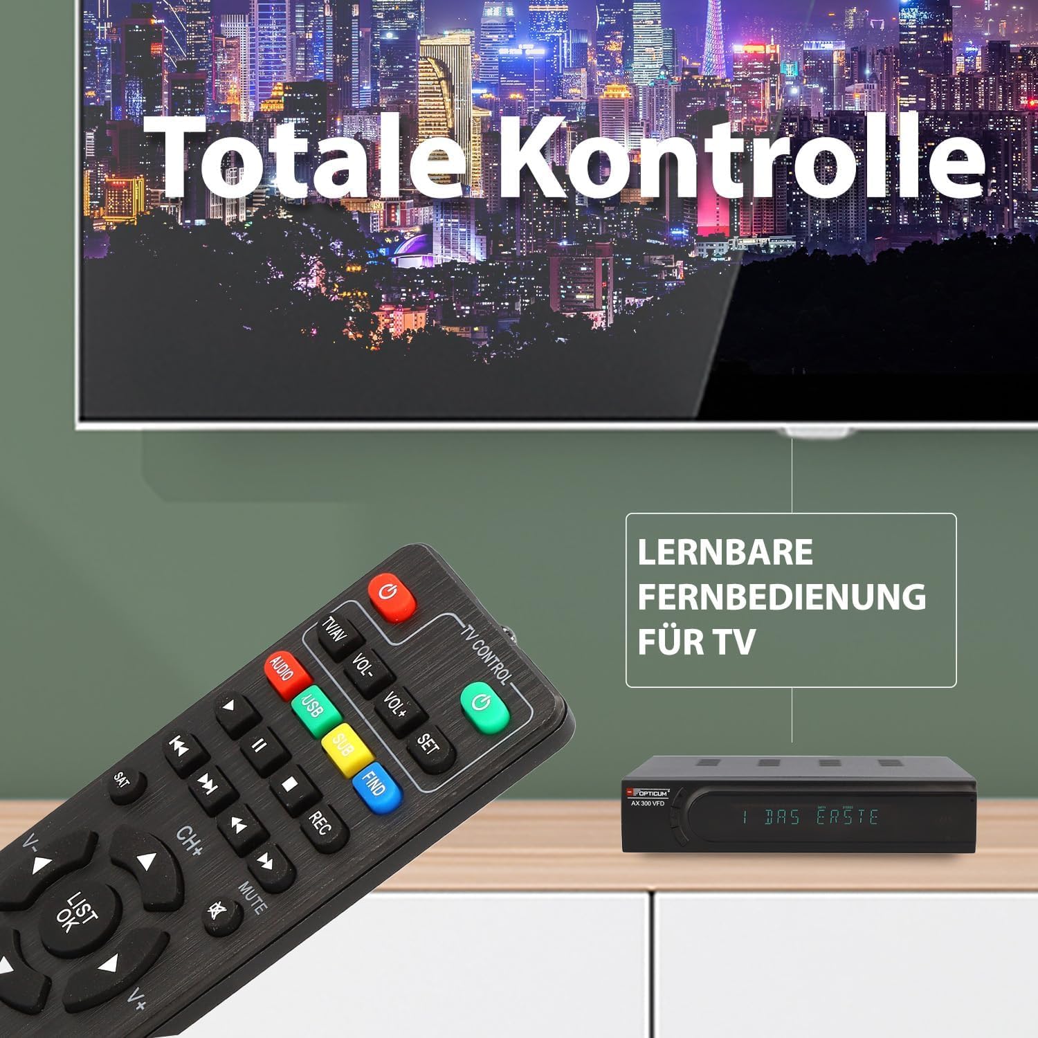 RED OPTICUM AX 300 VFD Sat Receiver mit PVR I Digitaler Satelliten-Receiver HD mit alphanumerischem Display - DVB-S2 - HDMI - SCART - USB 2.0 - Coaxial Audio I 12V Netzteil ideal für Camping