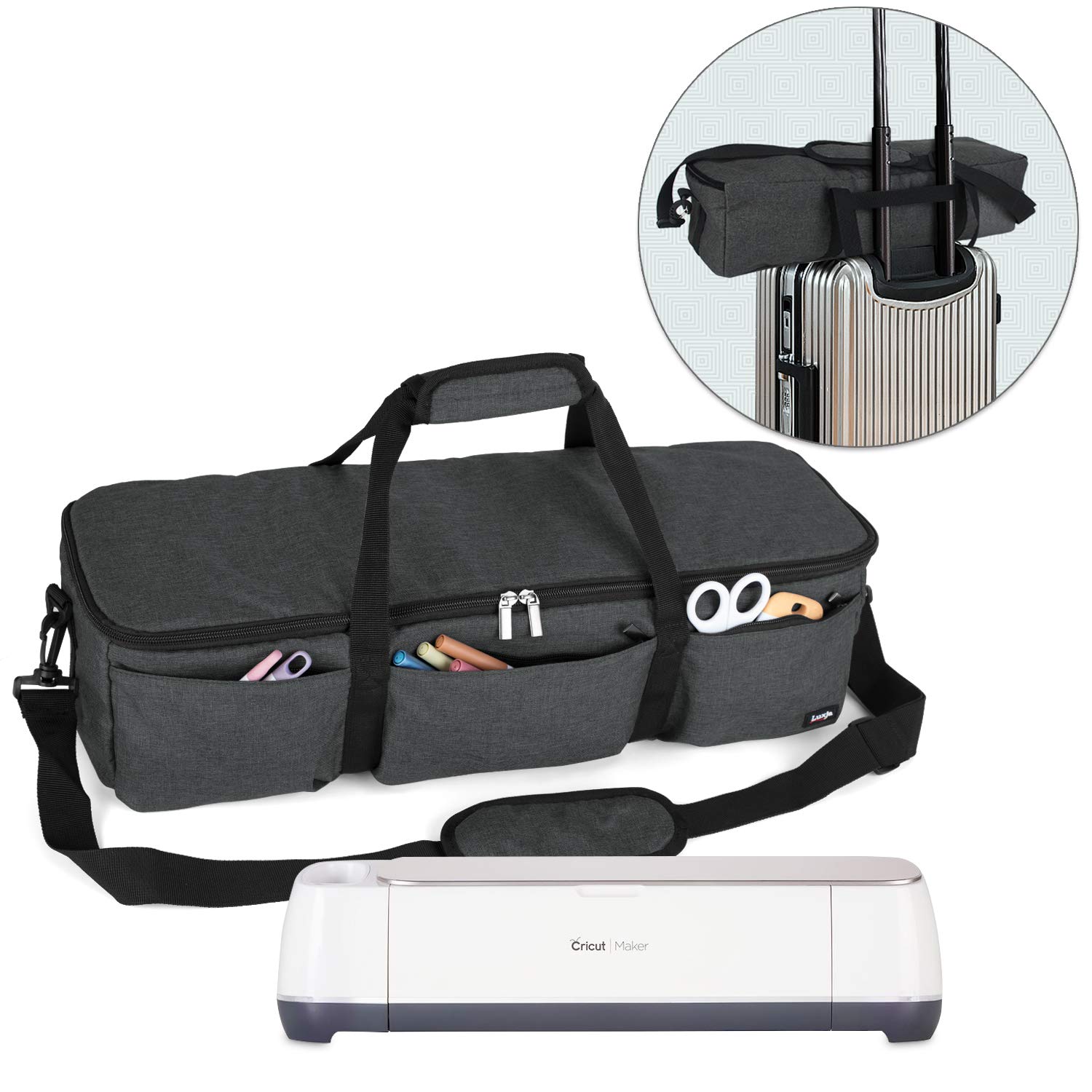 Luxja Foldable Bag Compatible with Cricut Explore Air and Maker, Carrying Bag Compatible with Cricut Explore Air and Supplies (Bag Only), Black