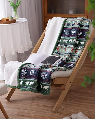 Miniatura 7 de Manta de Navidad, mullida y acogedora manta grande de 60 x 80 pulgadas, manta de forro polar Sherpa de felpa para decoración del hogar, manta verde