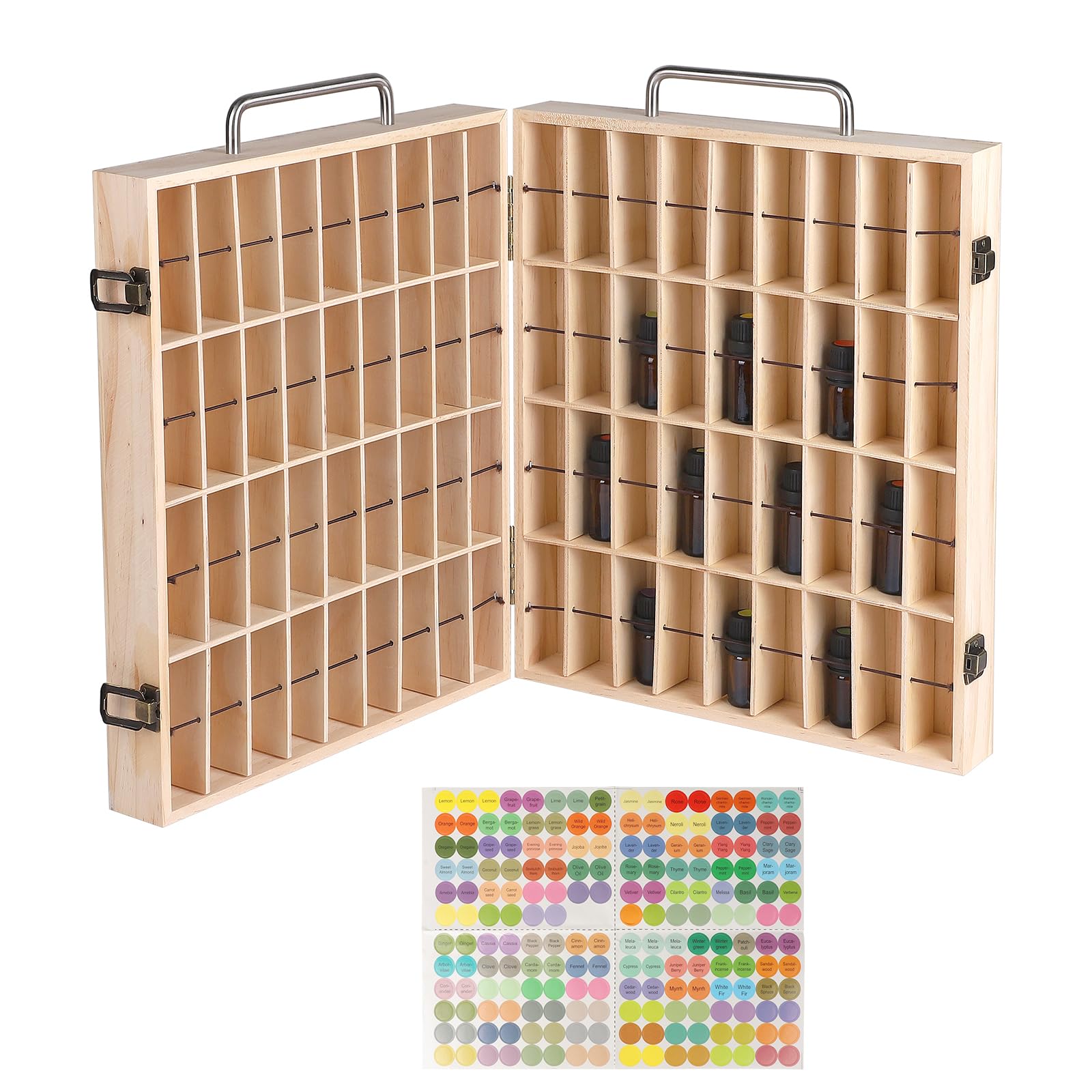 CPROSP 72 Ranuras Caja Almacenaje Madera Aceites Esenciales, Caja de Almacenaje de Madera de Aceites Esenciales y Aromaterapia, para Perfumes, CosméTica, Fragancias, Makeup y Pintalabios