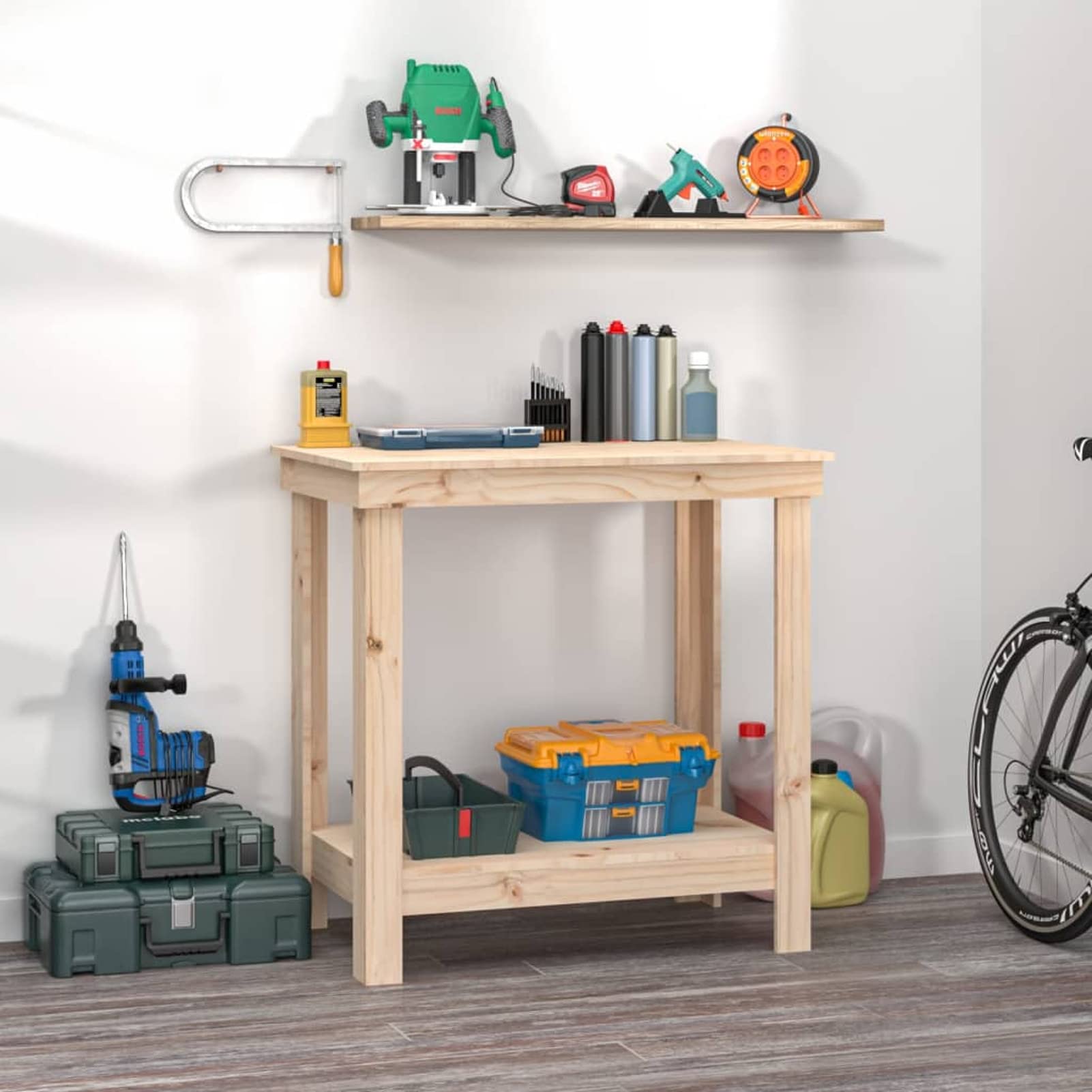 ShGaxin Banco de Trabajo, Mesa De Trabajo Taller, Caballete Mesa, Banco Herramientas, Bancada De Trabalho, Caballete para Mesa, de Madera Maciza de Pino 80x50x80 cm
