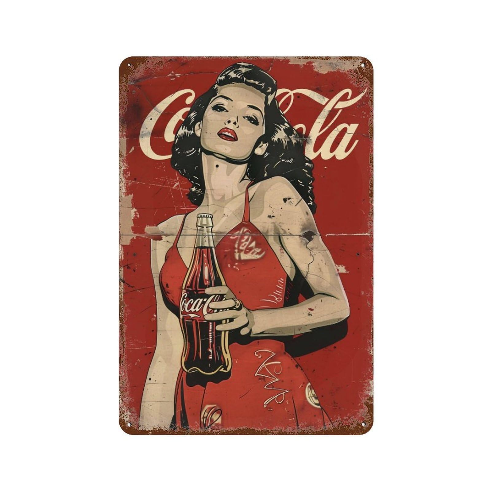 FHUYEURHRY Coca Cola Pin Up Girl 03 Wall Decor Retro Iron Vintage Art Metal Tin Sign Poster Modern Home Cofffee Club Art Bar Shop Decorations Style-40 30x20cm