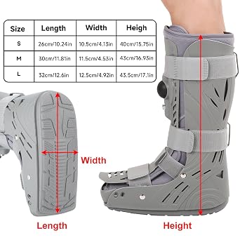 Air Cam Fracture Walker Boot Tall Inflatable Walking Boot for Achilles Tendon Surgery, Acute Ankle Sprains, Broken Toe Foot, Post Op Care (S)