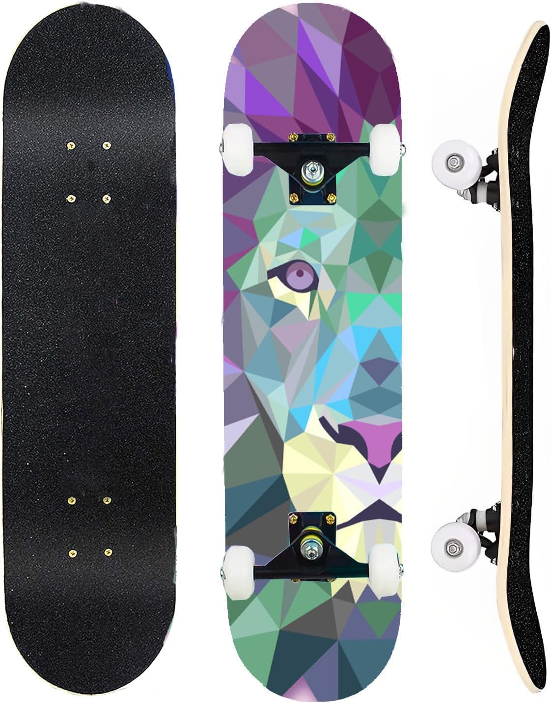Skateboards for Beginners Kids Boys Girls and Adults 31"x8" Pro Complete Skateboard 8 Layers Maple Wood, Double Kick Concave, Fascinating Cool, Solid&Durable