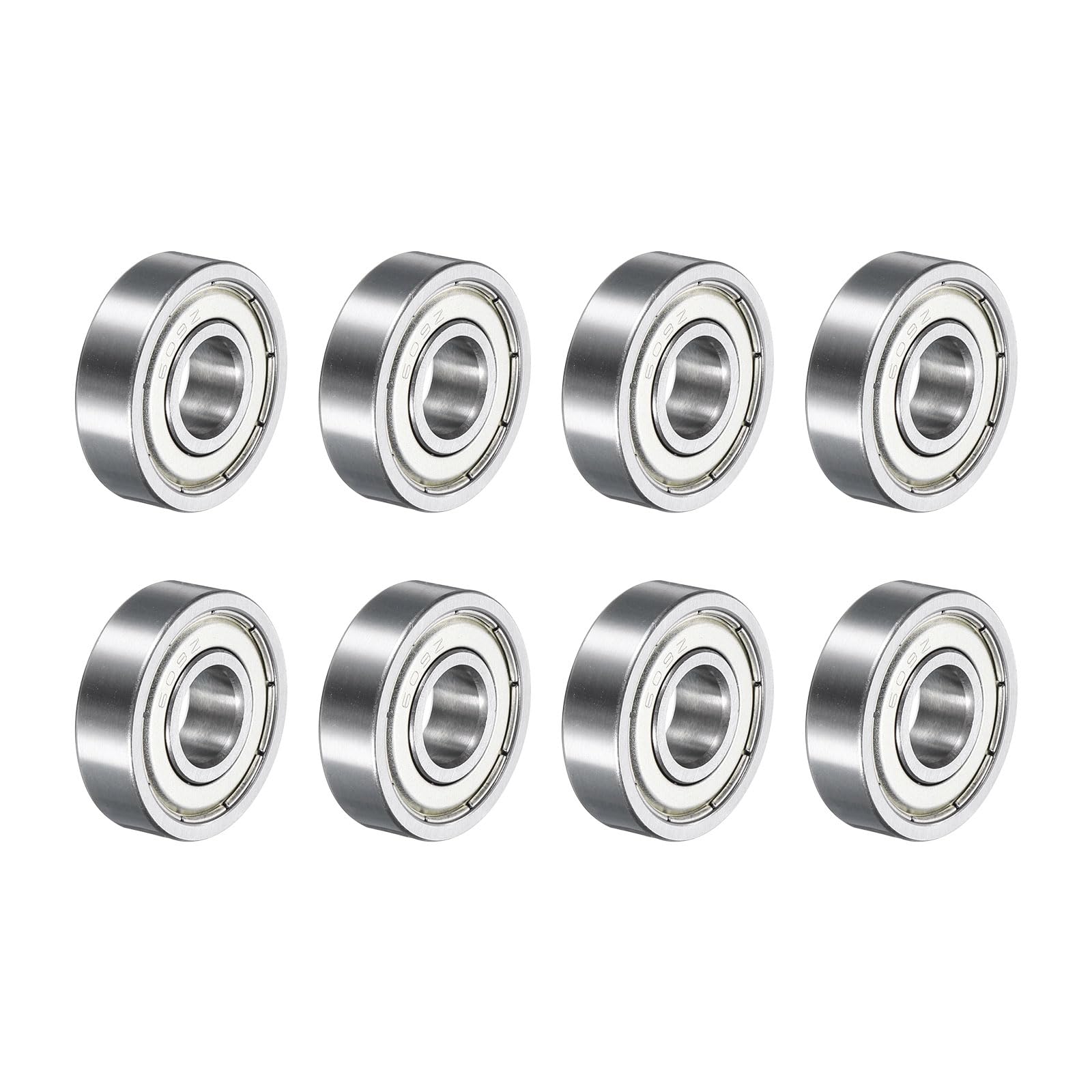 QUARKZMAN 8 sztuk 609ZZ sztywne łożyska kulkowe 9 x 24 x 7mm podwójne ekranowanie ze stali węglowej do silnika elektrycznego, AGD, maszyny ogrodowe, srebrny odcień