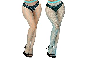 Seductive Teal Thigh-High Fishnets for Alluring Glamour