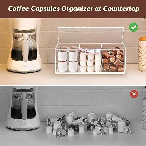 Miniatura 2 de BEYGORM Soporte acrílico para cápsulas de café con tapa para 24 KCup, organizador de almacenamiento de cápsulas de café transparente, 3