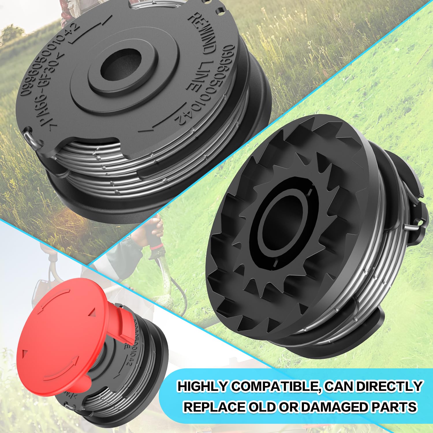 Tappi Bobina Ricambio Per Tagliaerba Greenworks 40V | Set Da 3 Pezzi | Compatibile Con Modelli G40LT E Serie 2101507 - Foto 8