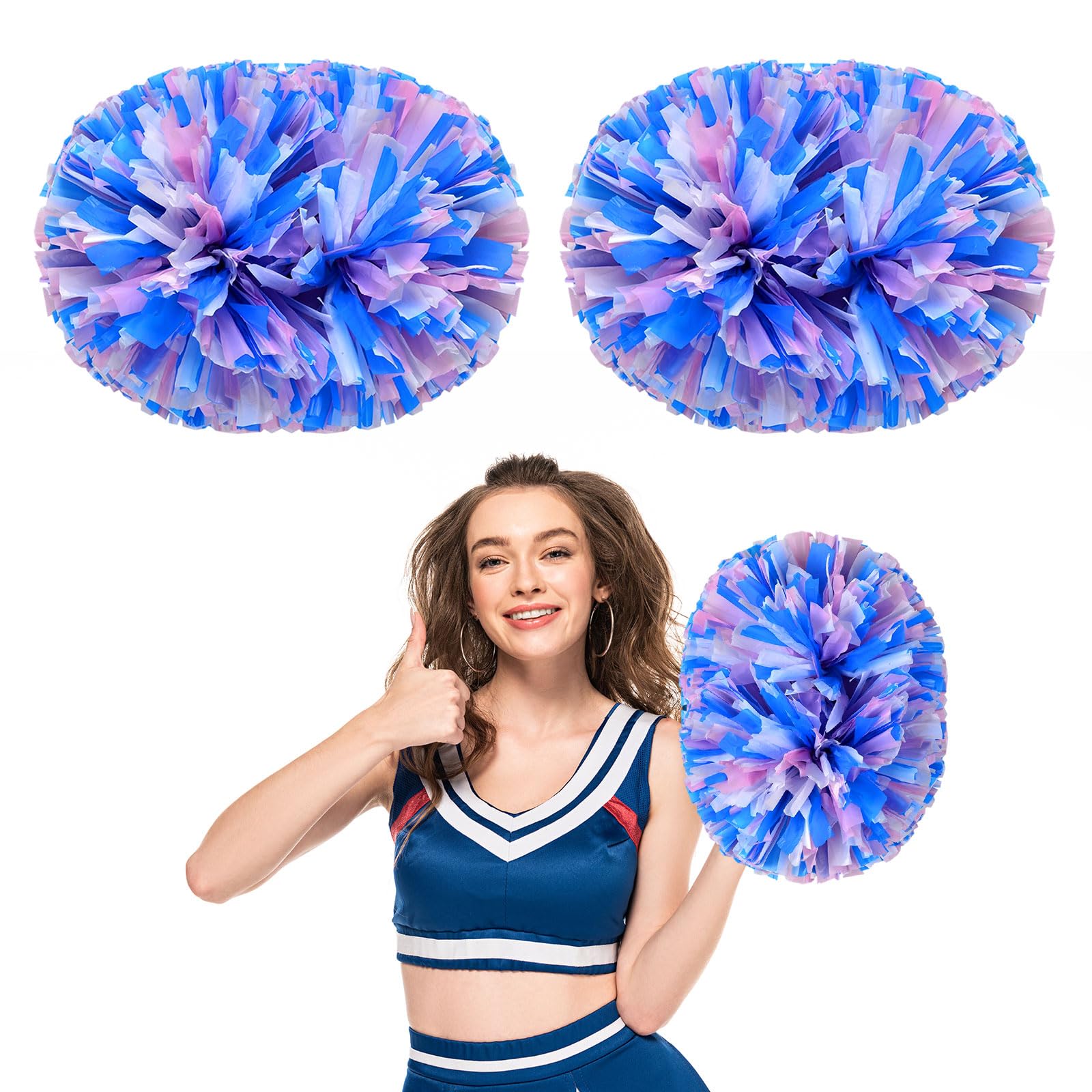 Cheer Pompony z uchwytem, ręczne pompony drużyny cheerleaderek, do drużyny sportowej, gry ducha, na imprezę taneczną, dla dorosłych, białe, niebieskie, różowe, 36 szt