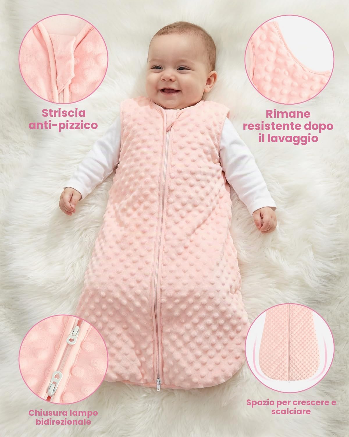 WYTbaby sacco nanna neonato in cotone, per neonati fino a 36 mesi