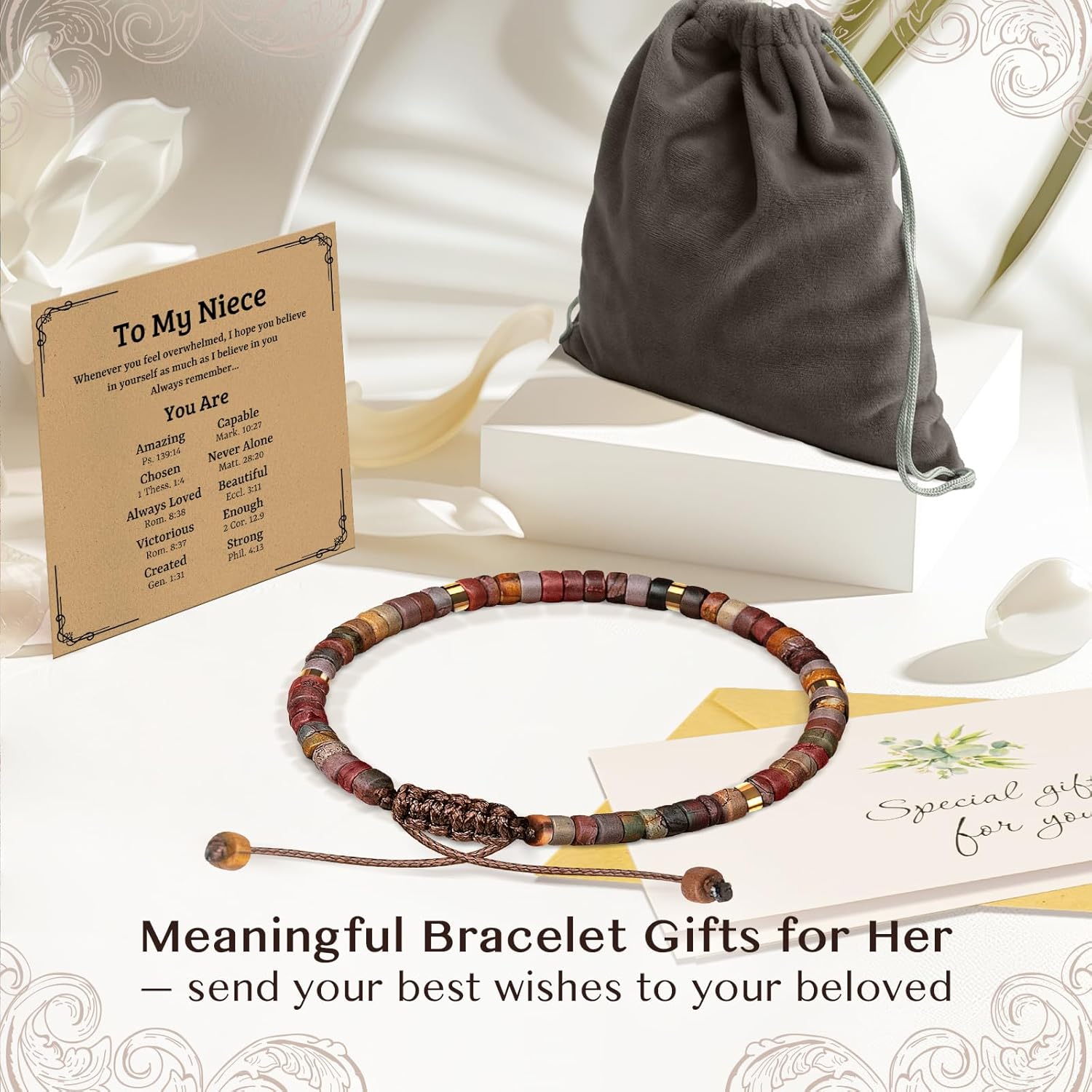 Christian Inspirational Bracelet Gifts for Women: Religious Cross Beads Bracelet Baptism Christmas Day Gifts for Godmother Mom Daughter Sister Friend - Image 5