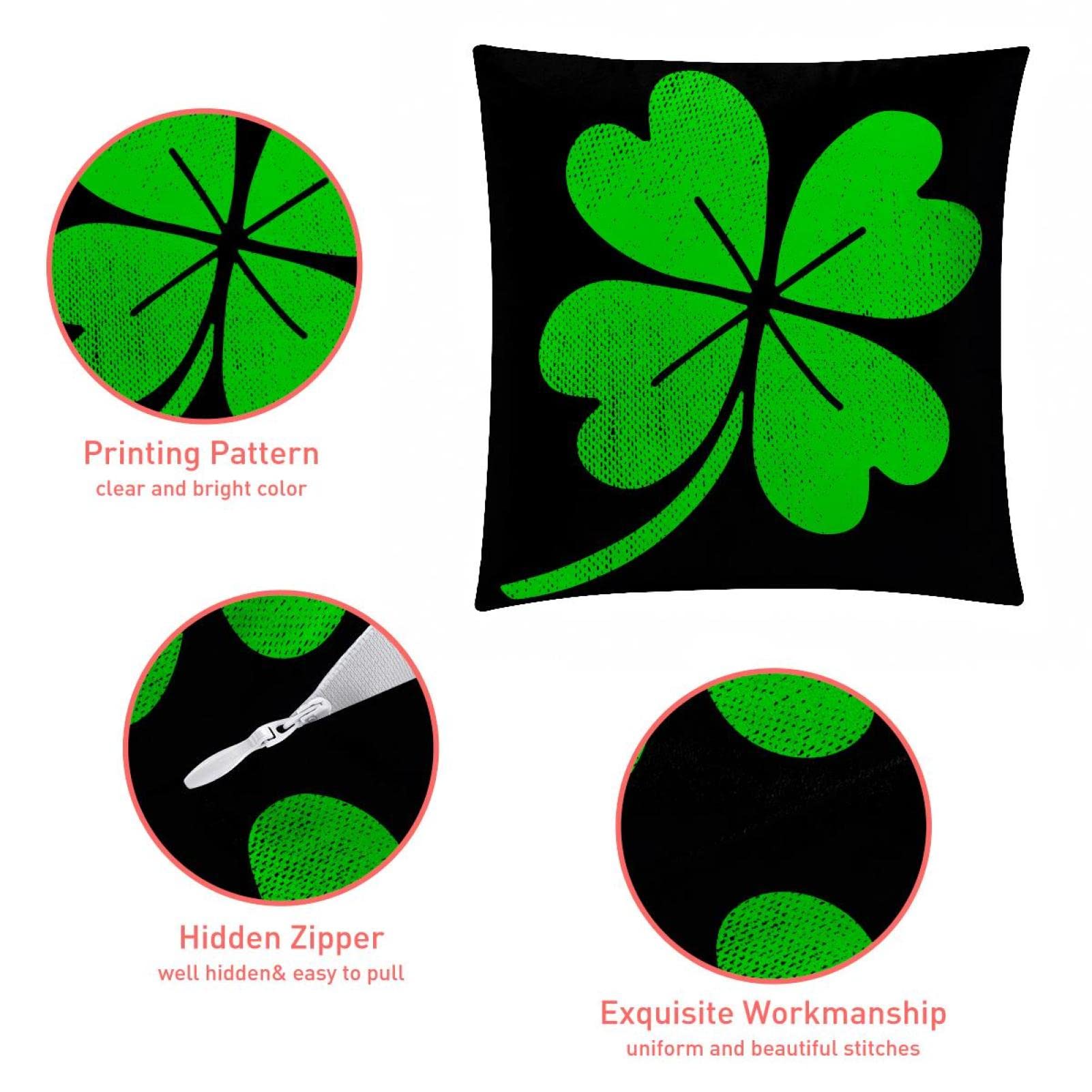 Set di 2 federe decorative personalizzate per cuscino di San Patrizio con foglie di trifoglio irlandese fortunate