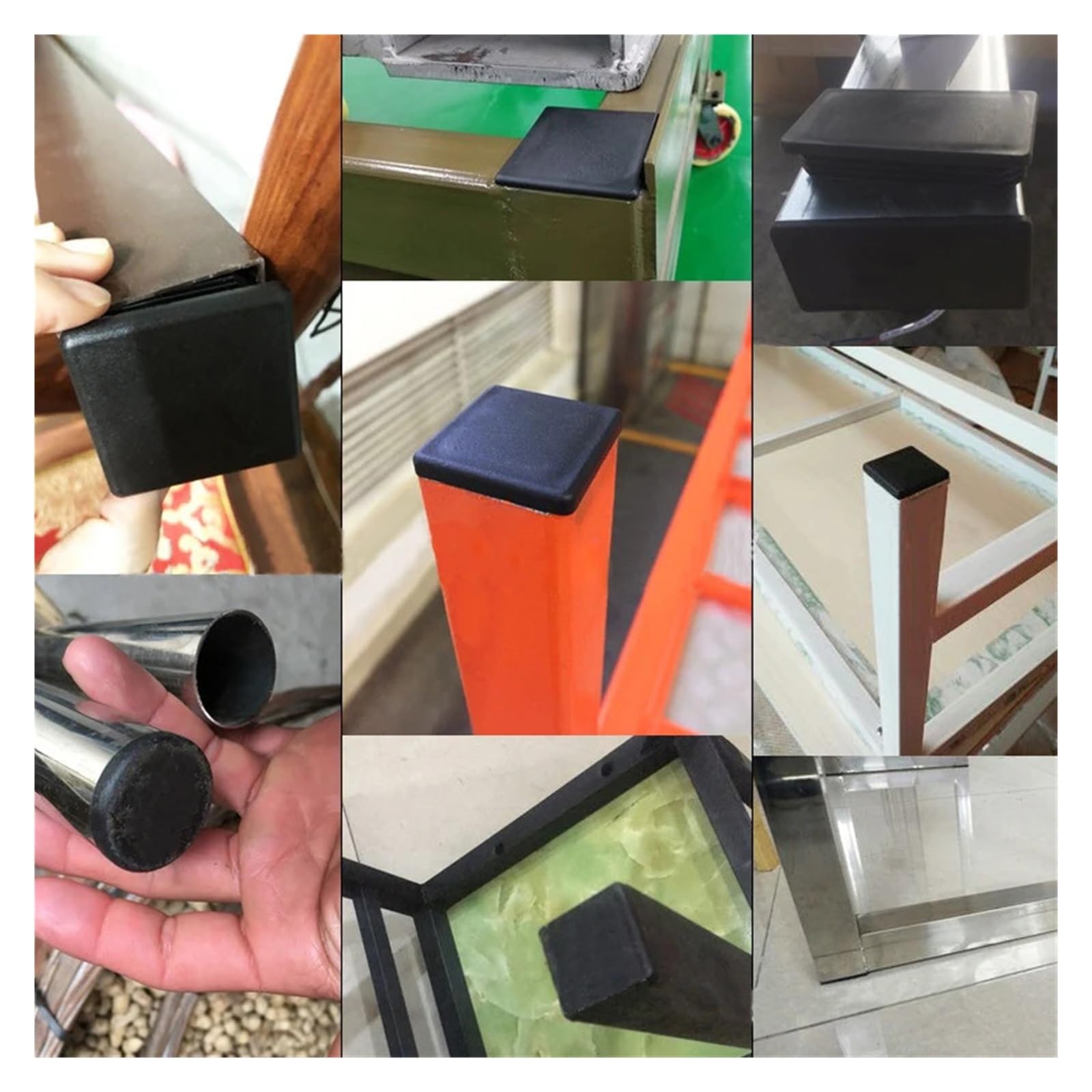 2–50 Stück quadratische Kunststoff-Endkappen for Rohre, Rohreinsatz, Stopfen, Schwarz, 25 x 25 mm(Thick 30x30mm,20pcs)