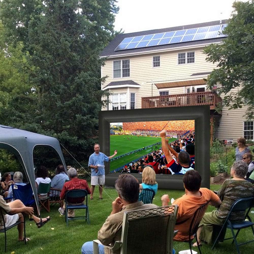 Aufblasbare 20-Fuß-Beamer Leinwand, tragbare 16:9-HD-Projektorleinwand, knitterfrei, Outdoor-Projektorleinwand Inklusive leisem Gebläse