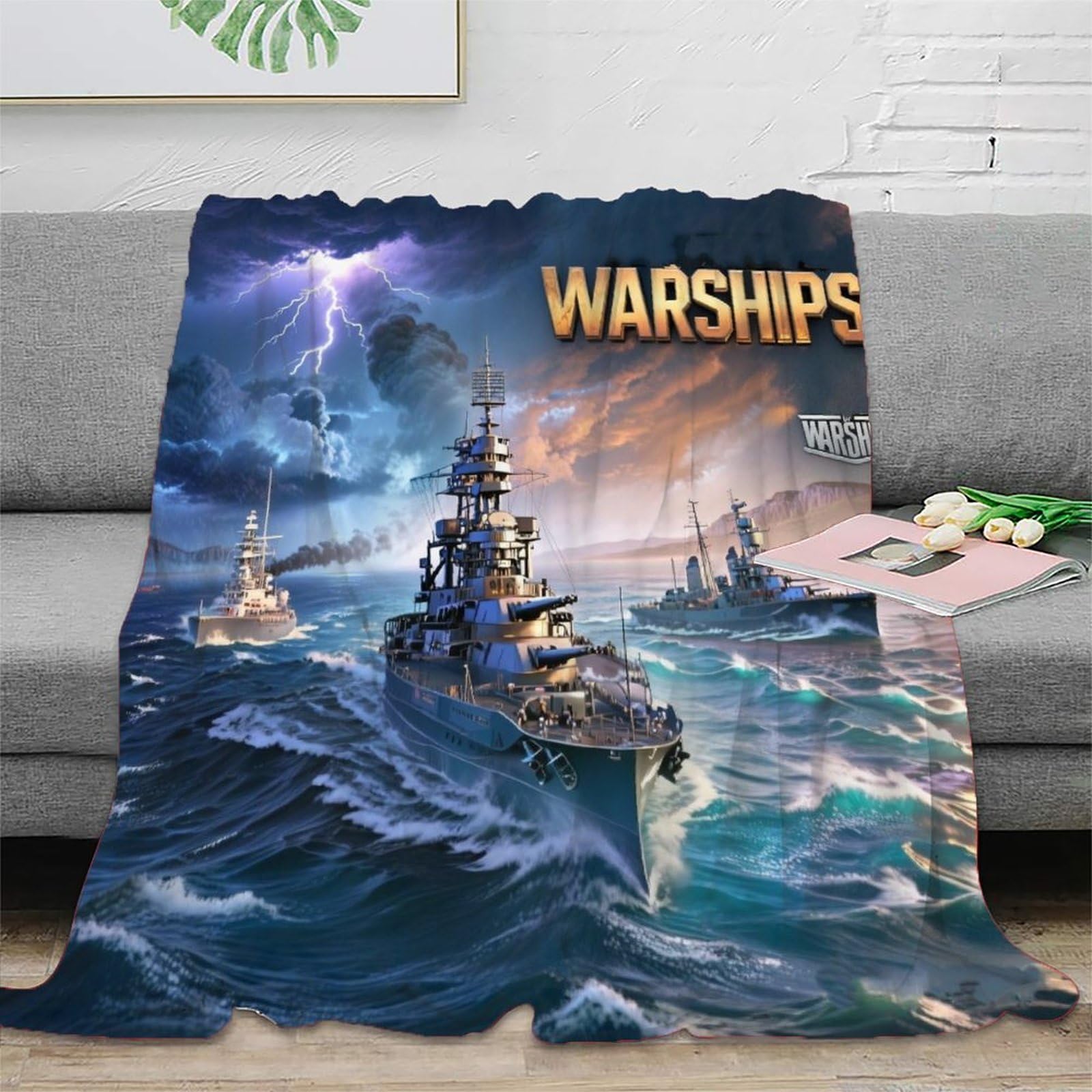 Lililaobiao Women's Bismark Battleship-1 Sherpa Throw Blanket-3D Bismark Battleship Stylish Design Super Soft Fuzzy Cozy Warm Ww2 Warship Blankets 40X50inch(100X130cm) Thick Plush Fluffy Furry Deco For Teen Girls Couch Bed Sofa Men Boys Gift