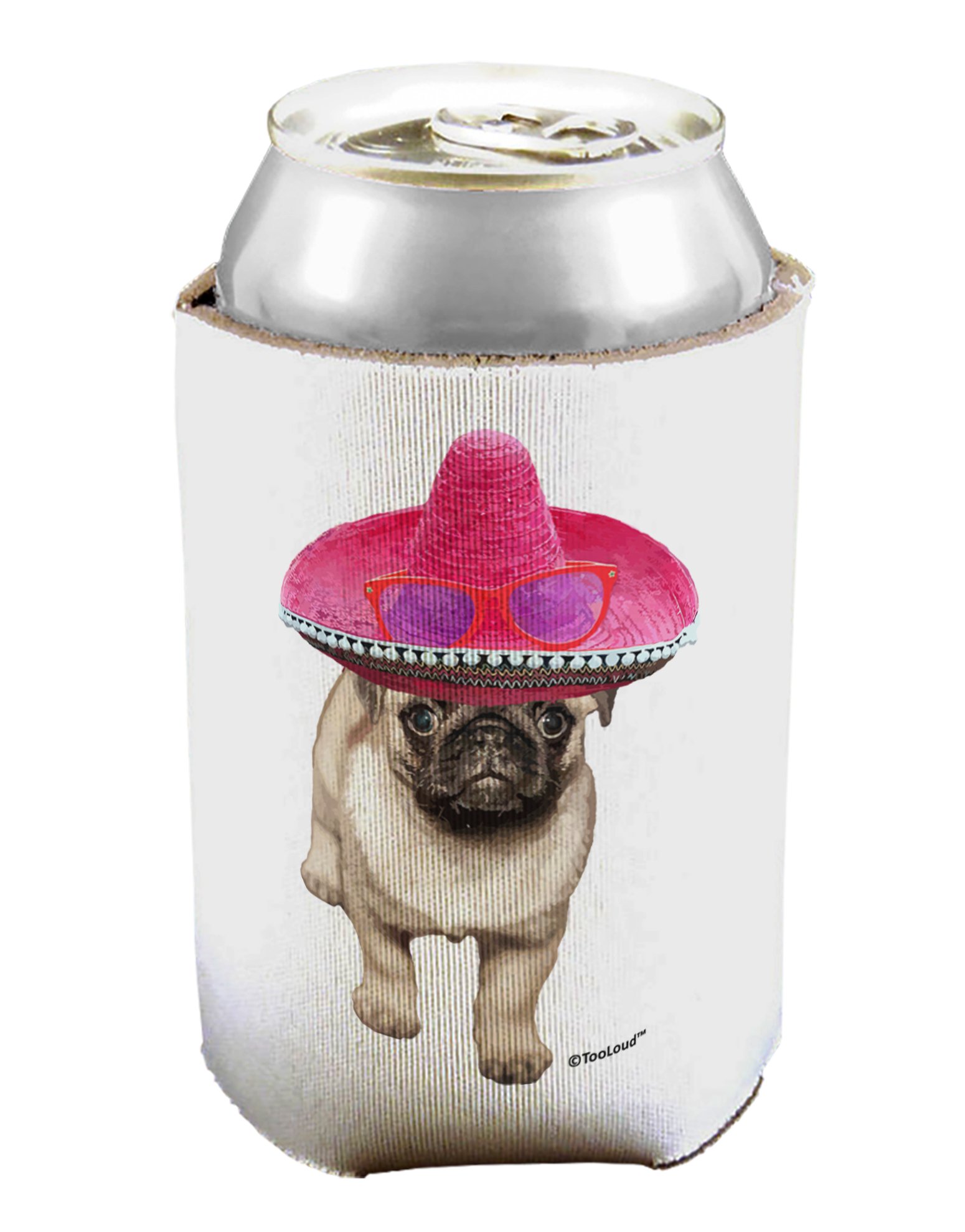 TOOLOUDPug Dog with Pink Sombrero Can/Bottle Insulator Cooler - 2 Pack