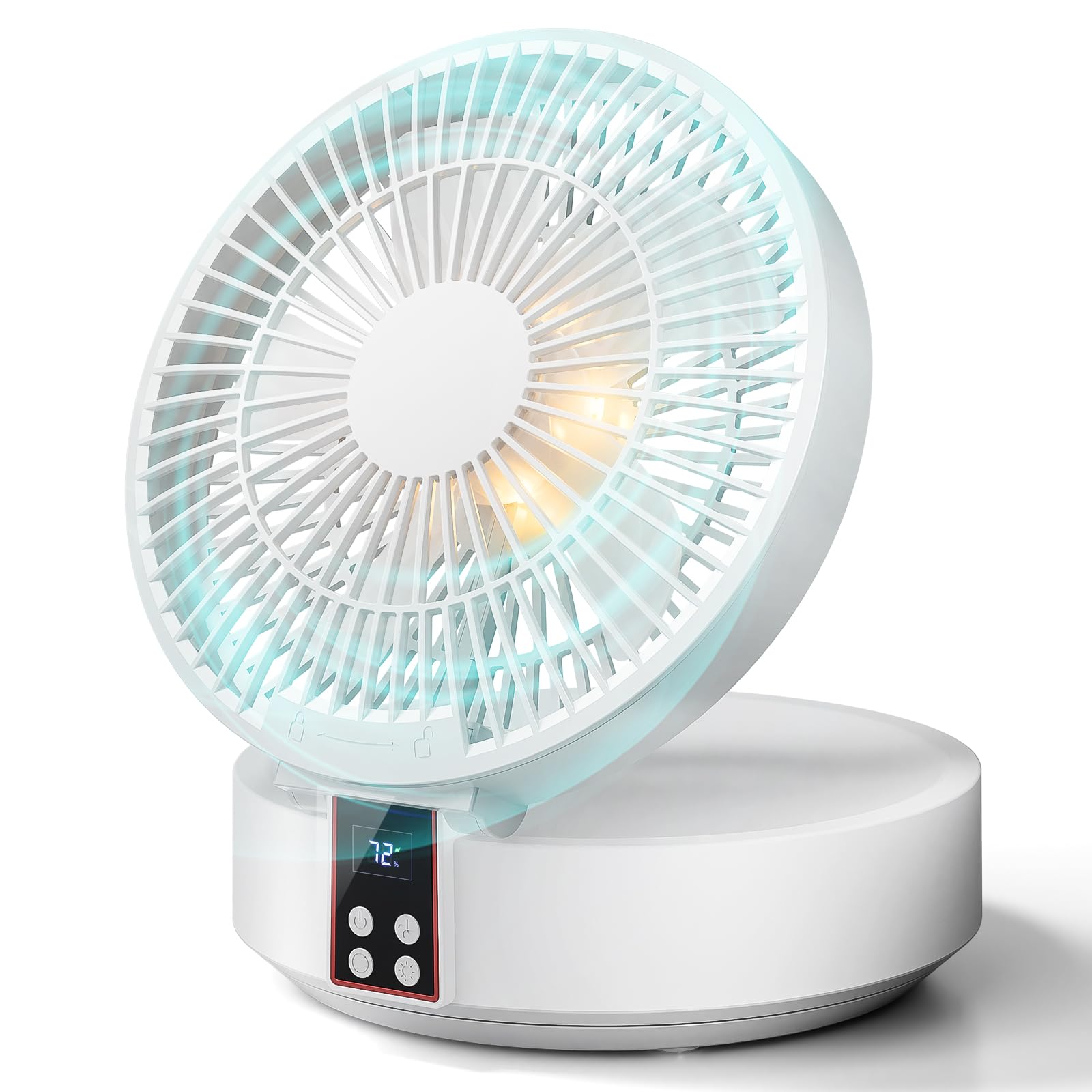 Ventilador de Mesa, Ventilador Silencioso Potente con Mando a Distancia, Auto Oscilación, 3 Velocidades, Ventiladores de Sobremesa Recargable para Oficina, Dormitorio y Cámping - Blanco