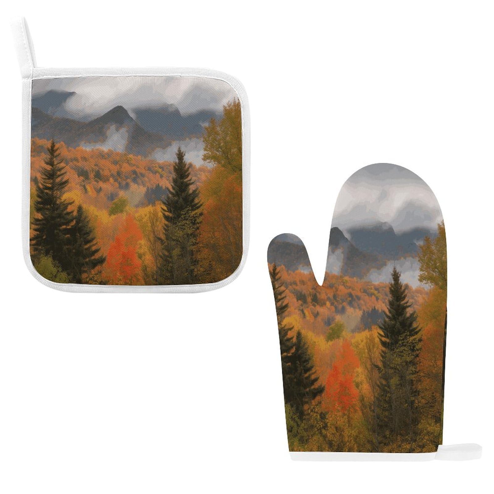 Fodpand Style Autumn Foliage Mountains Oven Mitts And Pot Holders Sets