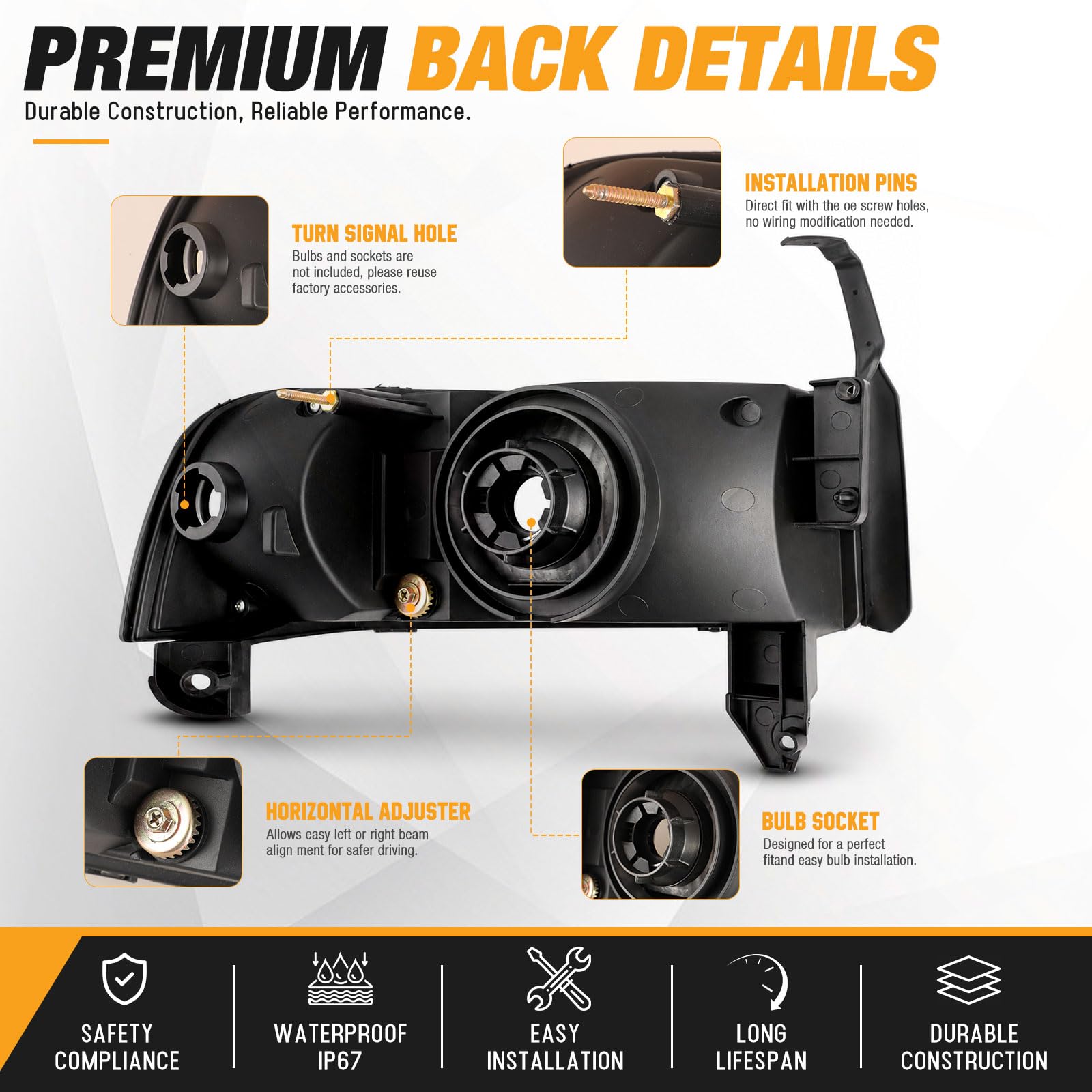Amazon.com: WOLFSTORM Headlights for 1994-2001 Dodge Ram 1500/1994