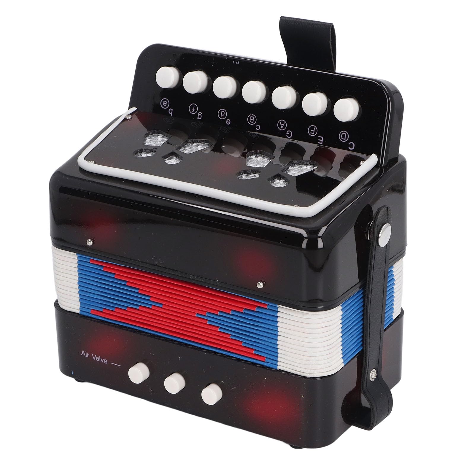 Eujgoov Fisarmonica a Bottoni per Bambini, 7 Tasti, Strumento Musicale per Compagni di Gioco Educativi (Black)