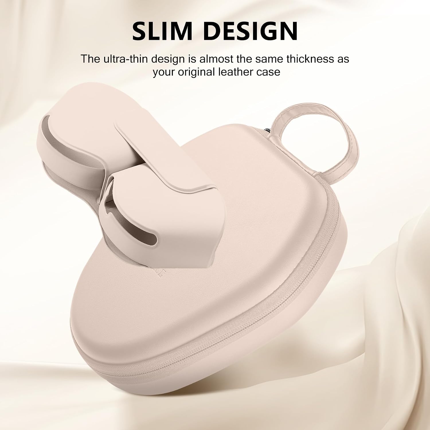 Maxjoy for AirPods Max Case [Shockproof & Dustproof] - Premium PU Leather & EVA Hybrid Hard Protective Cover, Travel Carrying Case with Storage for Apple AirPods Max Headphones (Khaki)