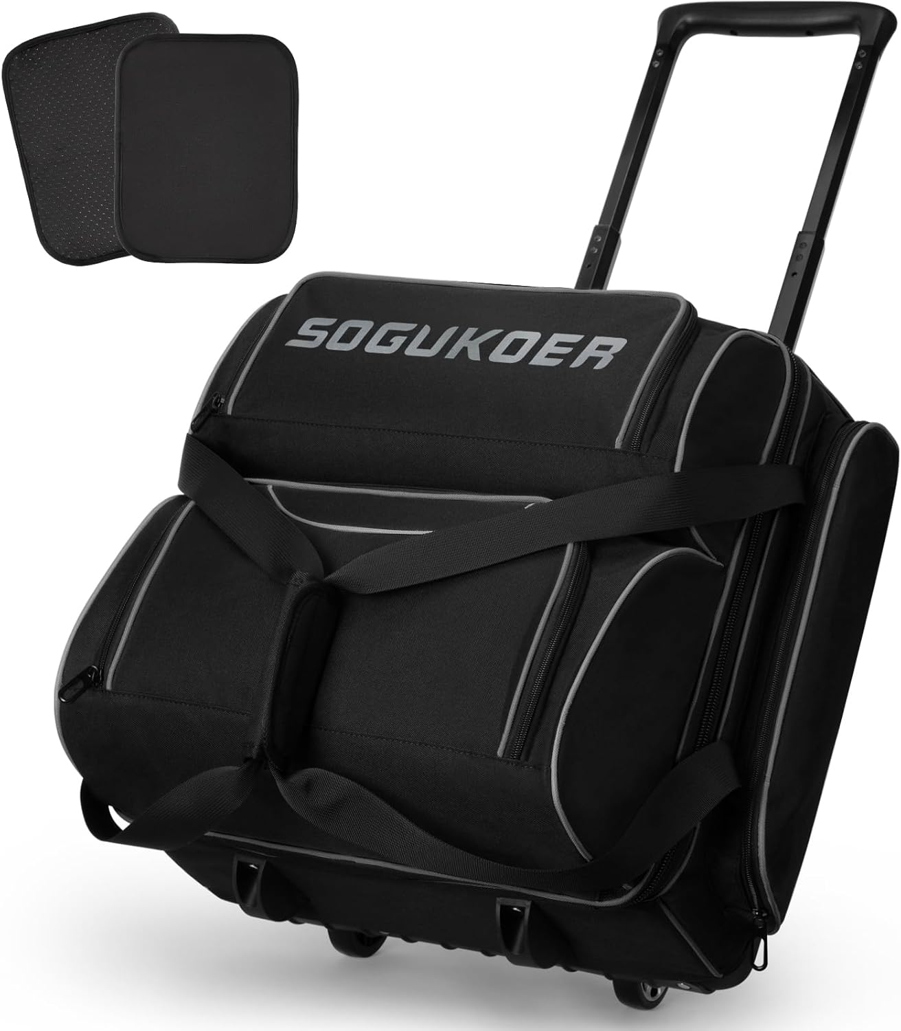 4 Ball Bowling Bag with Wheels,Integrated Main Compartment,900D Heavy Duty Bowling Roller Bag with Shoe Compartment, Telescoping Handle,Multiple Accessory Pockets for League Tournament Travel