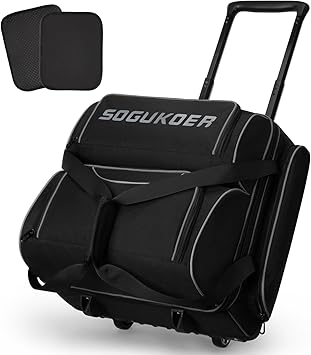 4 Ball Bowling Bag with Wheels,Integrated Main Compartment,900D Heavy Duty Bowling Roller Bag with Shoe Compartment, Telescoping Handle,Multiple Accessory Pockets for League Tournament Travel