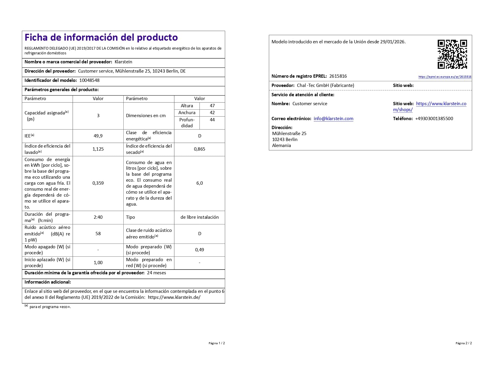 Lavavajillas de sobremesa Klarstein Oceana – Lavavajillas compacto para 3 servicios, 7 programas, 6 l de consumo de agua, AquaStop, diseño portátil