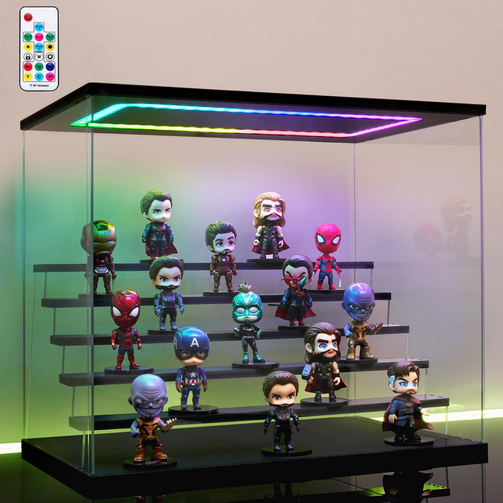 Photo 1 of AZEYN Clear Acrylic Display Case with RGB Lights for Figures Collectibles