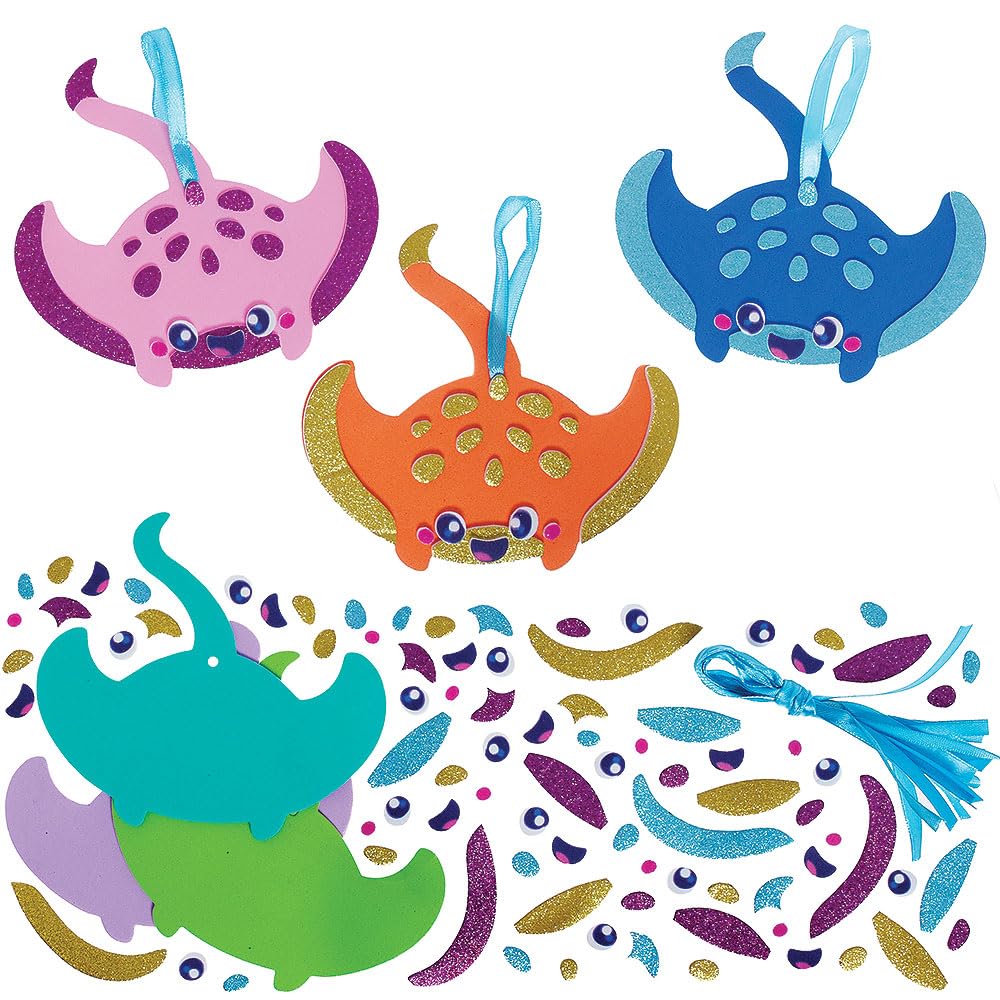 Baker Ross VC146 Stingray Mix & Match Decoration Kits - Pack of 8, Foam Stingray Hanging Crafts
