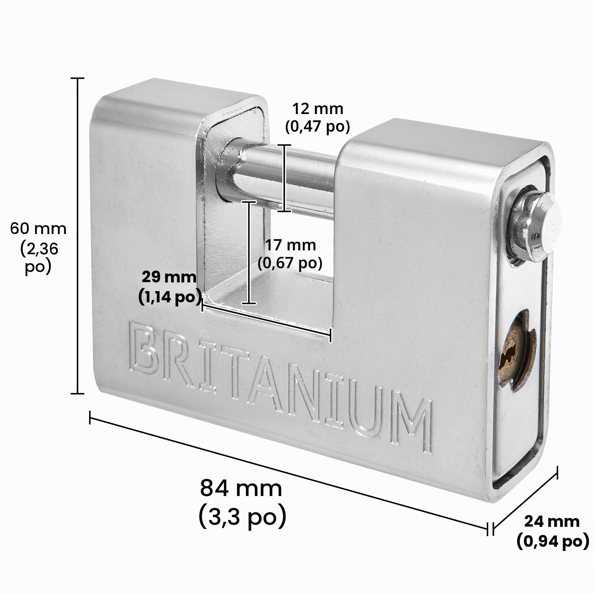 BRP84 Cadenas Container Antivol avec 5 Clés - Anse 12 mm Anti-Cisaille, Cylindre Anti-Perçage | Serrure de Sécurité pour Portail, Garage, Remorque Attelée