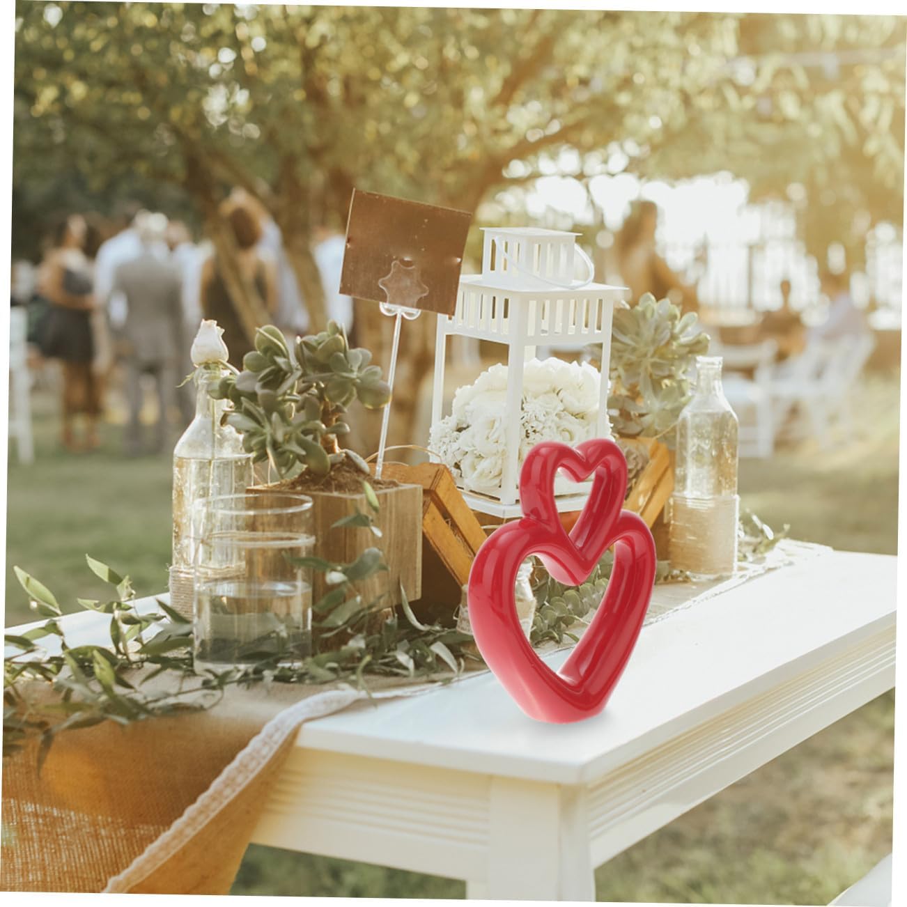 Red Ceramic Heart Figurine for Bedroom Office Romantic Decor image 5