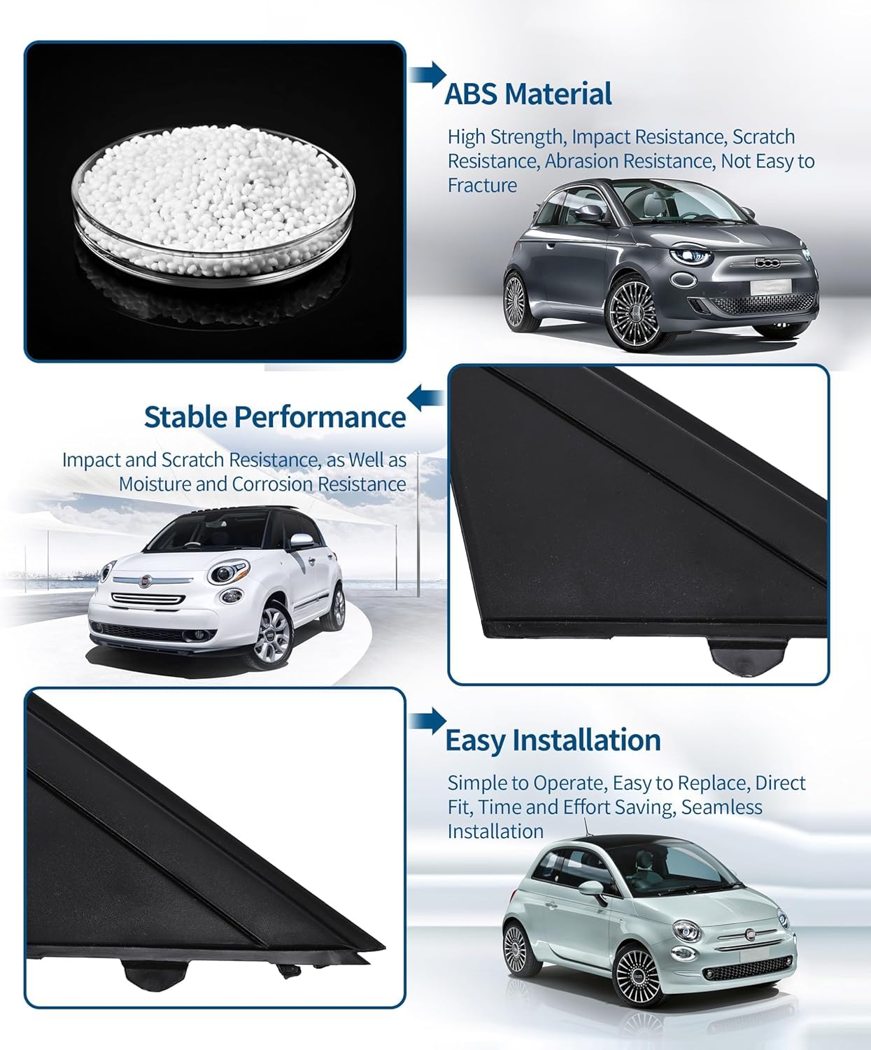 Coppia finiture bandiera specchietto retrovisore portiera,nero opaco per Fiat 500 2012-2017, 1SH17KX7AA,decorazione bandiera specchietto retrovisore porta lato,sinistra/destra per driver e passeggero