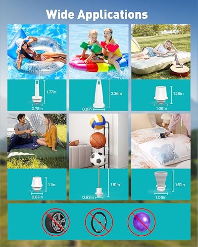 Miniatura 3 de Bomba de aire para inflables, mini bomba de aire eléctrica portátil para flotadores de piscina, anillos de natación, almohadillas de dormir, bolsas