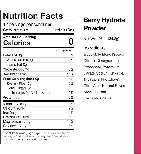 Miniatura 7 de UCAN Hydrate - Mezcla de bebida con electrolitos (baya, 12 paquetes de barritos) sin azúcar, apta para dieta cetogénica, vegana, sin OMG, sin