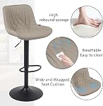 YOUTASTE Modern Khaki Bar Stool, 1 PC, Single Comfy Faux Leather Upholstered Counter Adjustable Height Swivel Bar Chair with Metal Legs for Home, Kitchen Island