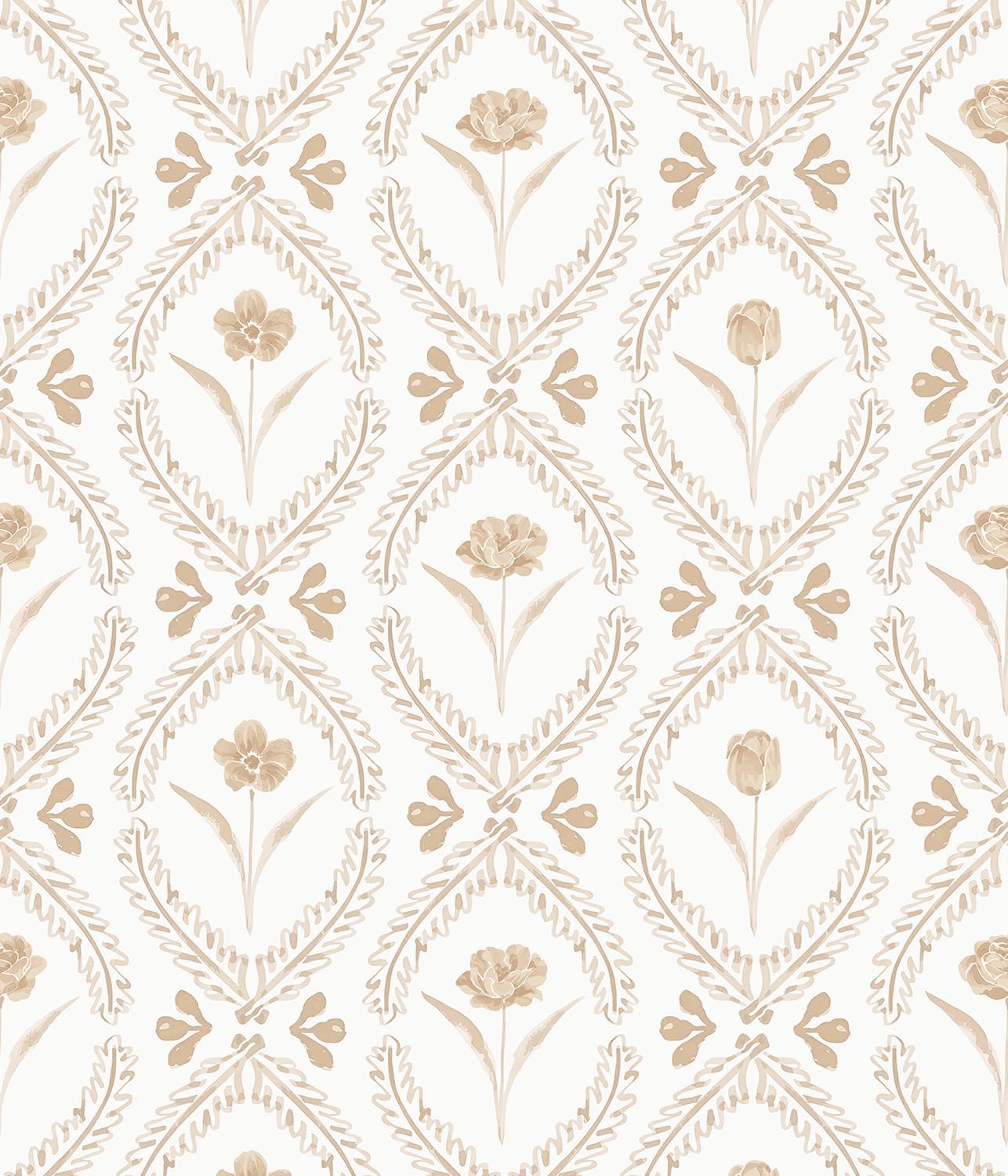 Orainege Peel and Stick Wallpaper Vintage Floral Wallpaper 16.9in x118.1in Leaf Contact Paper Vinyl Waterproof Self Adhesive Boho Botanical Wall Paper for Bedroom Shelf Cabinet Decor