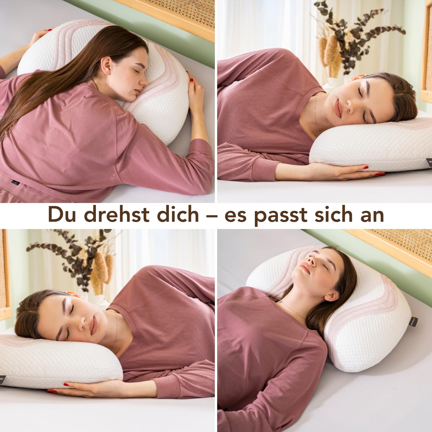 Almohada de belleza de espuma viscoelástica para dormir, 68 x 35 x 7 + 2 cm, almohadilla de extracto de Hydra, almohada viscoelástica, almohada ergonómica para el cuello, cojín de apoyo