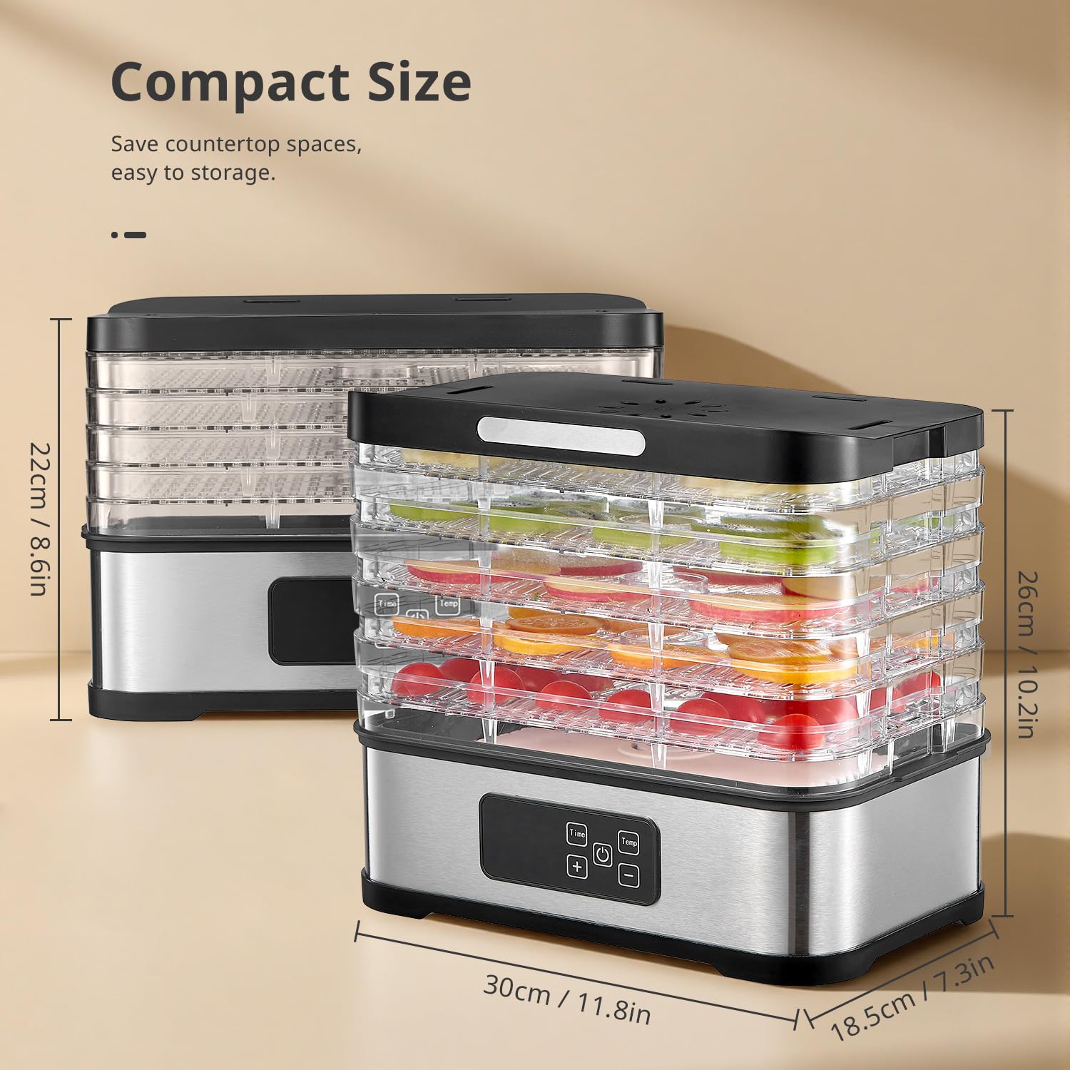 Déshydrateur Alimentaire 250W avec Minuterie & Contrôle de Température, 5 Plateaux, Sans BPA, Appareil de Séchage Électrique pour Fruits, Légumes, Viande, Herbes & Friandises pour