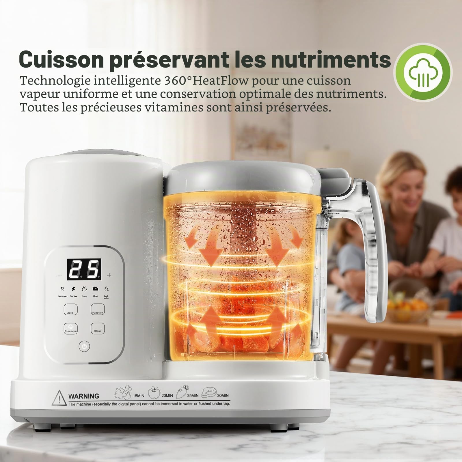 TopStrong Robot Cuiseur Mixeur pour Bébé, Cuiseur Vapeur Mixeur Multifonction avec Fonction Autonettoyante, Mixage, Décongélation, Réchauffage et Maintien, Sans BPA, Diversification Alimentaire