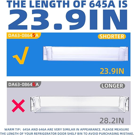 2 Pack RT18M6215SR Door Shelf For Samsung Refrigerator Door Shelf DA63-08645A RT18M6213SR RT18M6215SG Suitable With Samsung Fridge Door Shelves For Samsung RT18M6213SG Door Shelf