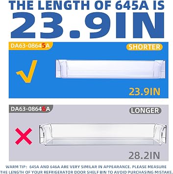2 Pack RT18M6215SR Door Shelf For Samsung Refrigerator Door Shelf DA63-08645A RT18M6213SR RT18M6215SG Suitable With Samsung Fridge Door Shelves For Samsung RT18M6213SG Door Shelf