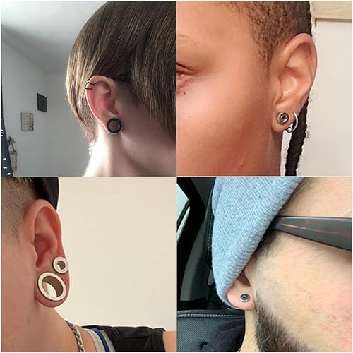 Miniatura 5 de Cisyozi 14G 12G 8G 6G 4G 2G 0G 00G Kit de estiramiento de calibre de oreja Acero quirúrgico Tamaño Mezcla Tornillo Túnel Calibres Tapones Pendientes