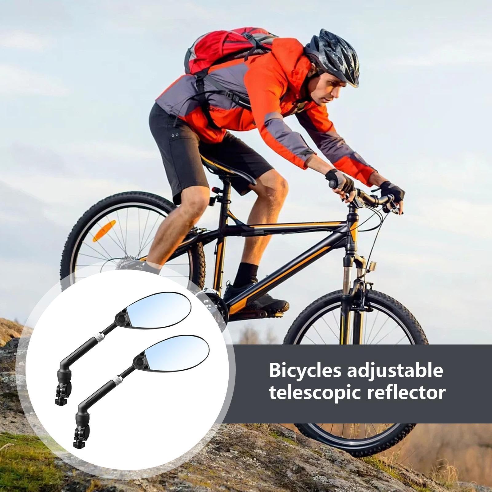 Cycling Mirrors,Rotatable Safe Rearview Mirror | Extendable Wide Angle Glasses Accessories Road Mountain Biking Riding