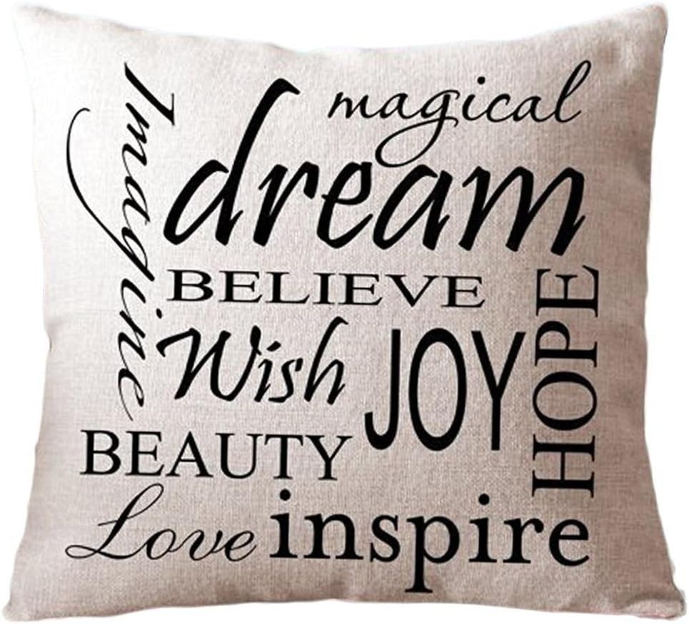 Onker Cotton Linen Square Decorative Throw Pillow Case Cushion Cover 18" x 18" Inspirational Quotes