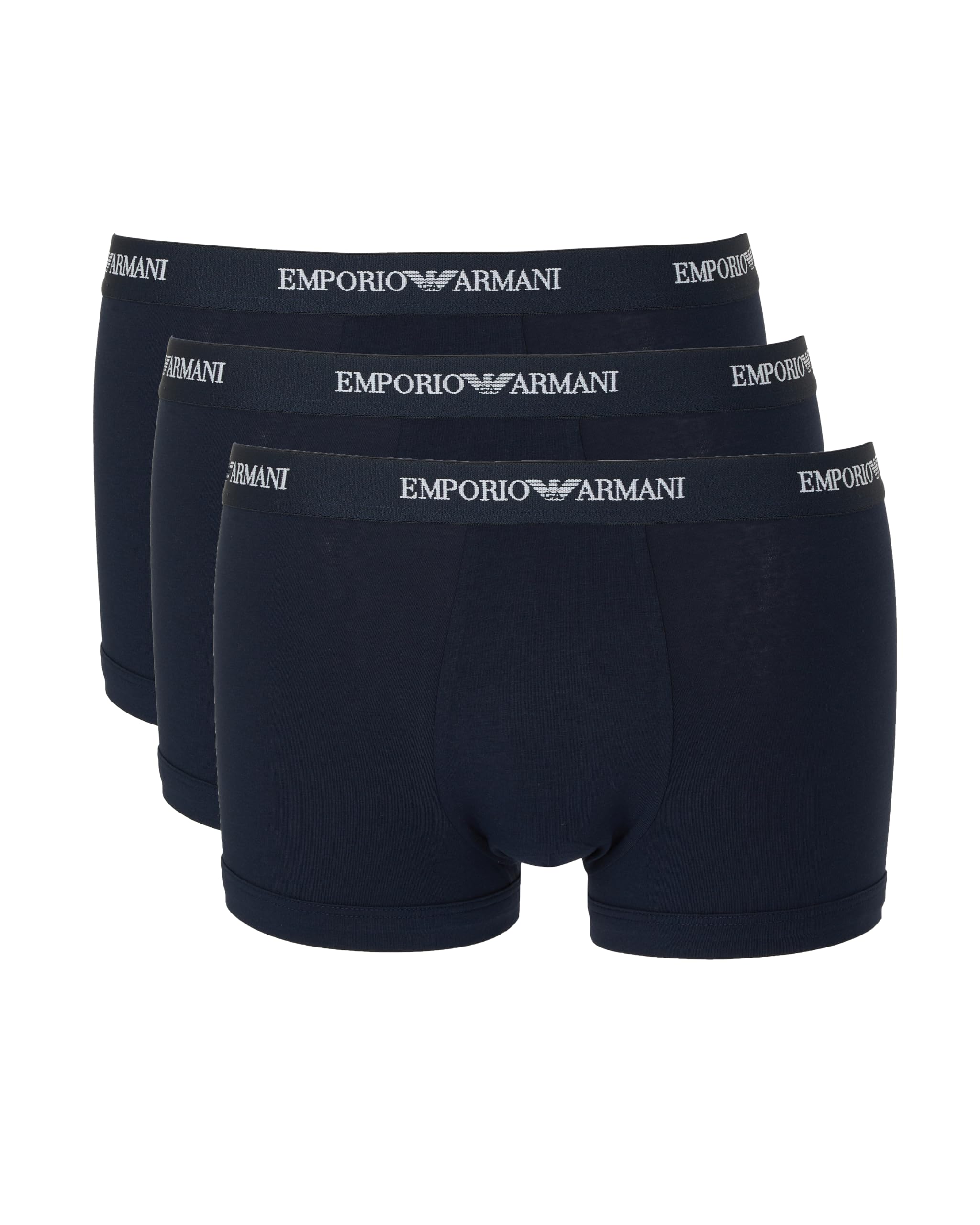 Emporio Armani Bodywear 3 Pack Stretch Cotton Trunks, Navy, Size S, Men